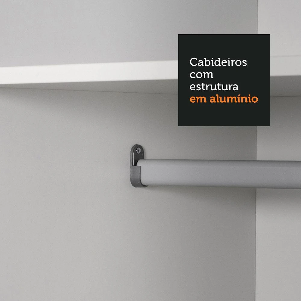 Guarda Roupa Casal 100% MDF Madesa Zurique 3 Portas de Correr com Espelho - Branco Branco