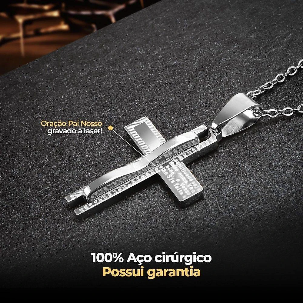 Cordão Prata + Relogio Masculino Preto Casual Social Cordao