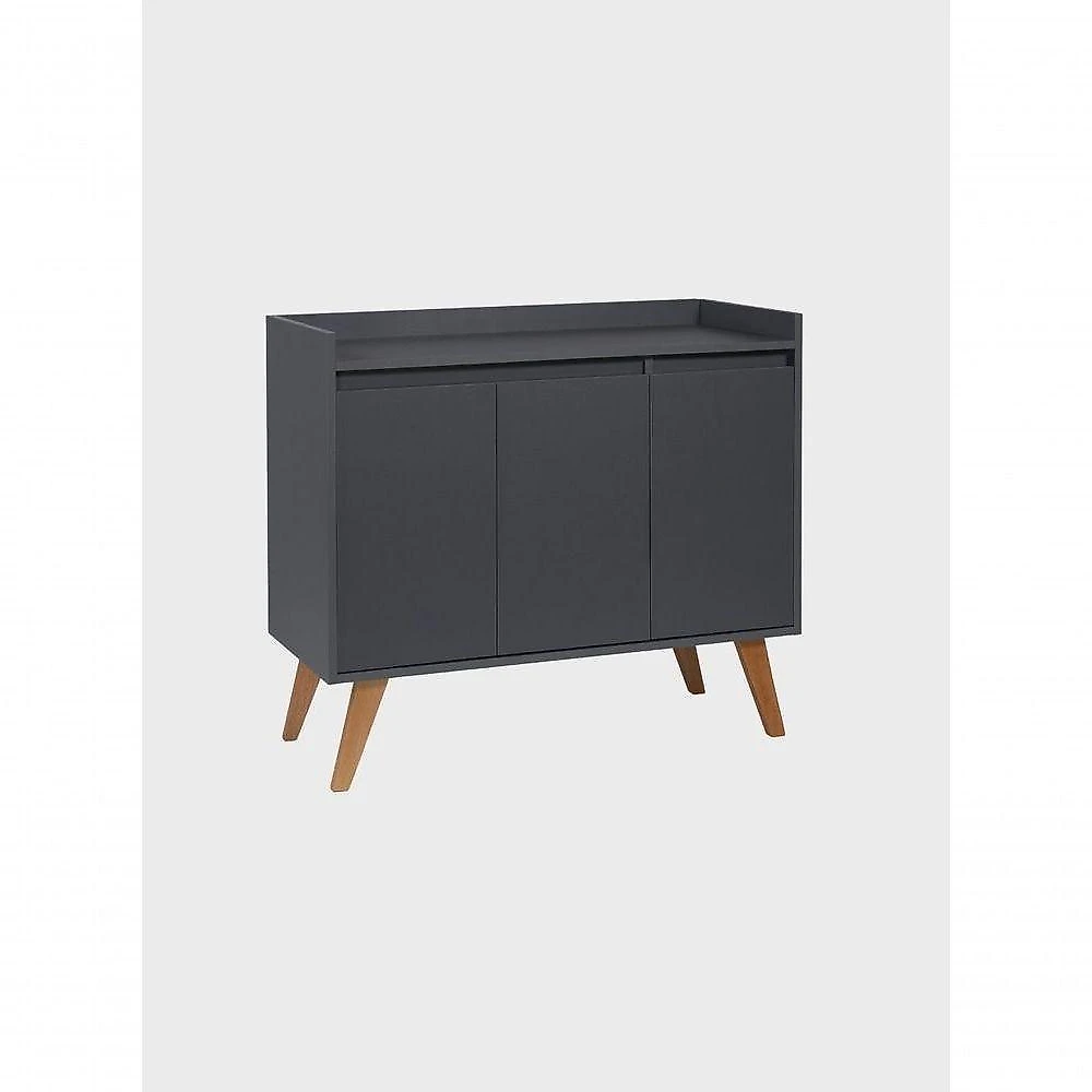 Aparador Buffet Madri Retrô sem Porta MDF 90CM Grafite On Móveis webcontinental-7898970568834