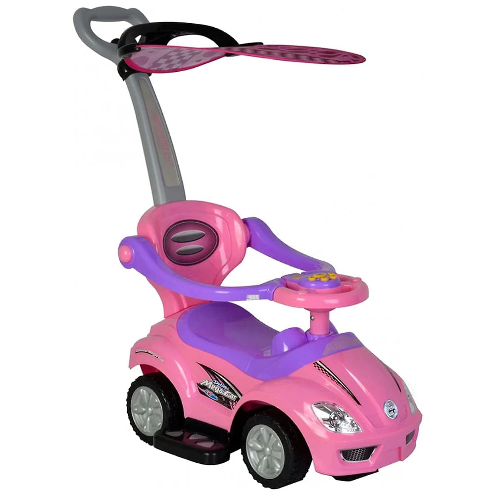 Carrinho de Passeio Infantil 3 em 1 com Alça Removível e Música de Buzina para Crianças de 1 a 3 Anos, ChromeWheels, Ros...