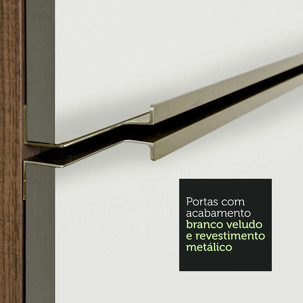 Balcão de pia 120 cm 2 portas rustic/branco veludo lux madesa
