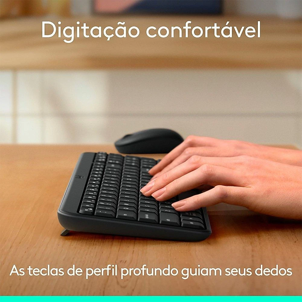 Kit Teclado e Mouse Sem Fio Logitech MK250 Compacto, Mouse Ambidestro, Bluetooth, ABNT2, Compatível PC e Mac, Grafite - 920-013516