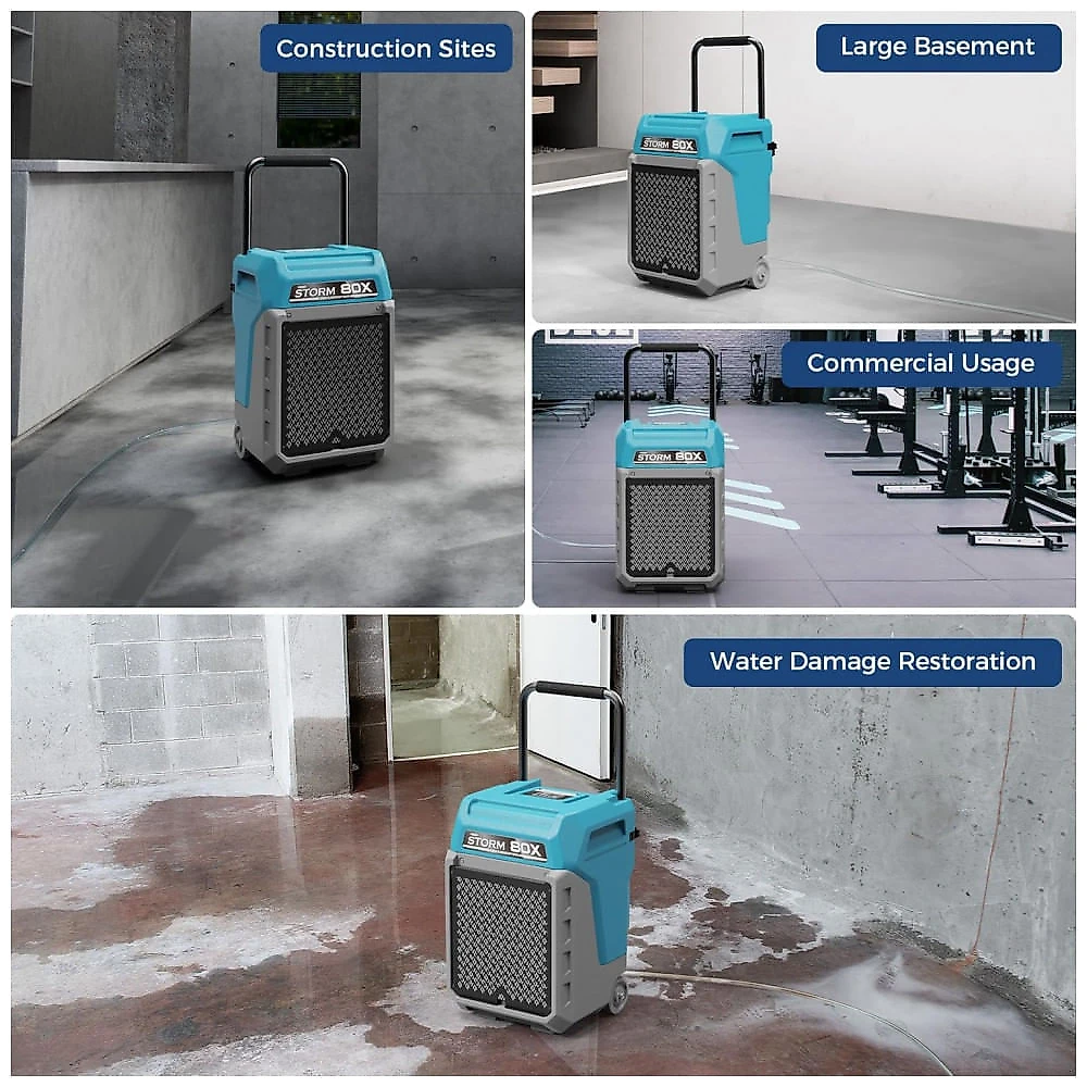 Desumidificador comercial ALORAIR Storm 80X com bomba e mangueira de dreno, 170 pints/dia, até 195 m², azul, 607W, 115V