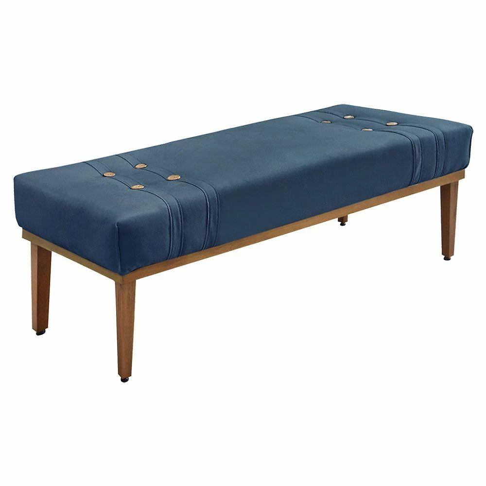Calçadeira Recamier Casal 1,40m Gênova Veludo Azul Marinho