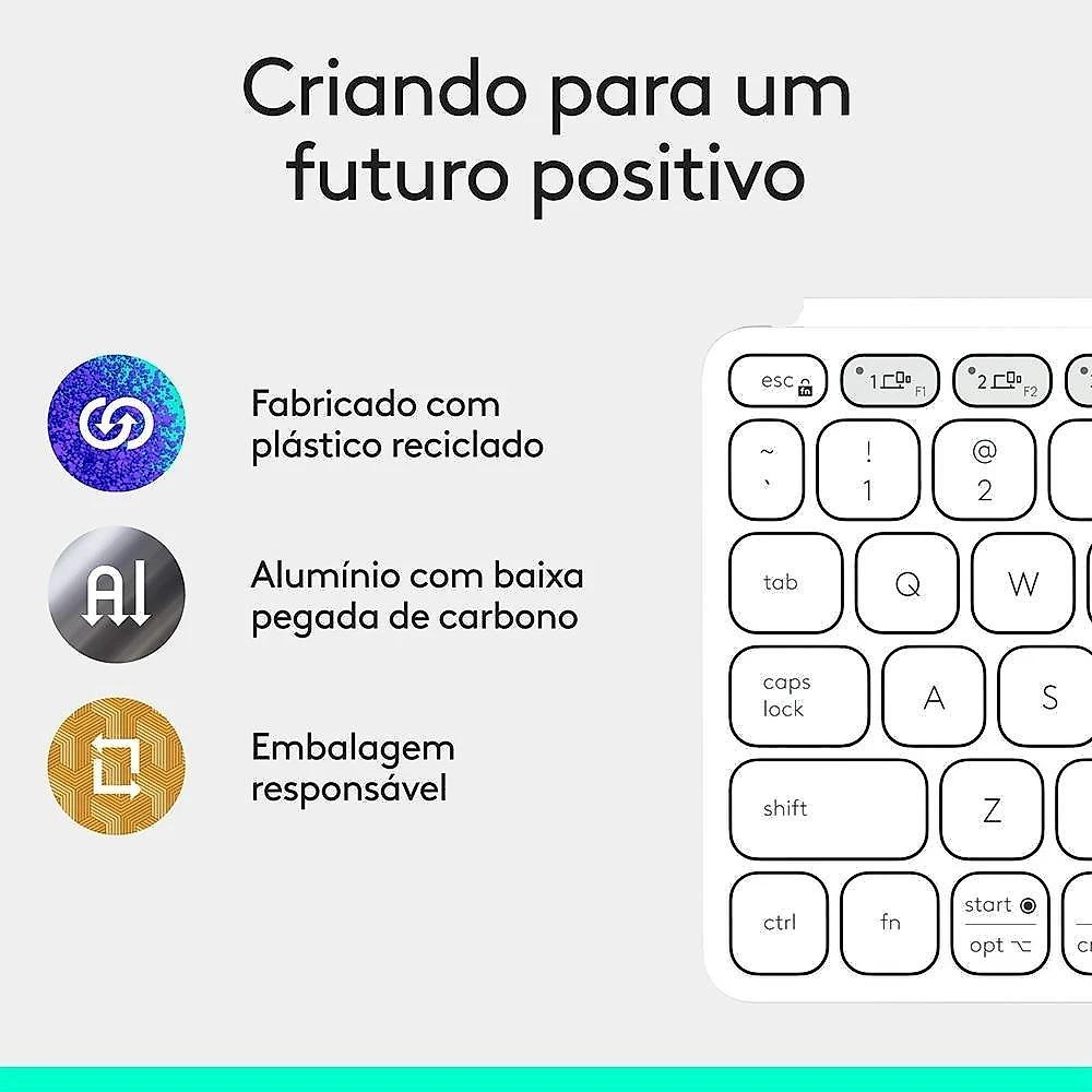 Teclado Sem Fio Logitech Keys-To-Go 2, Bluetooth, para Tablets, macOs, Windows, Capa Integrada, Claro - 920-012919