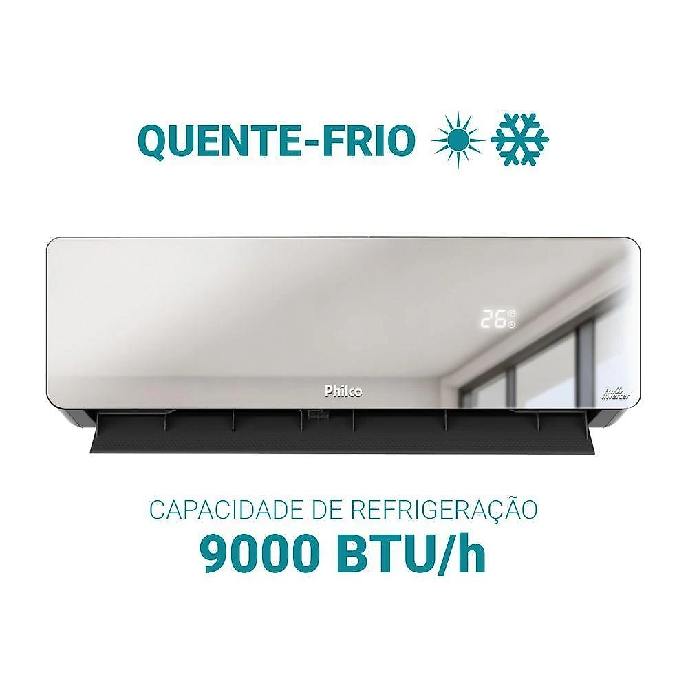 Ar condicionado split inverter philco pac9qg espelhado 9000 btus quente e frio 220v