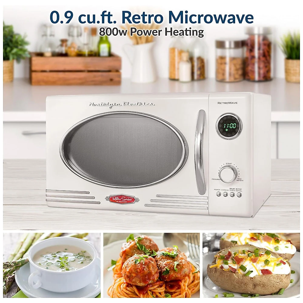 Micro ondas de Bancada 25 Litros Multifuncional, 800W, 110v, NOSTALGIA Retro, Branco