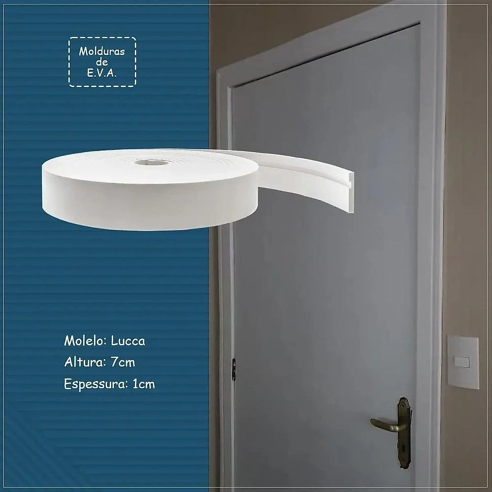 Rodapé E.v.a Flexível Autoadesivo 7cm X 1cm Lucca Branco