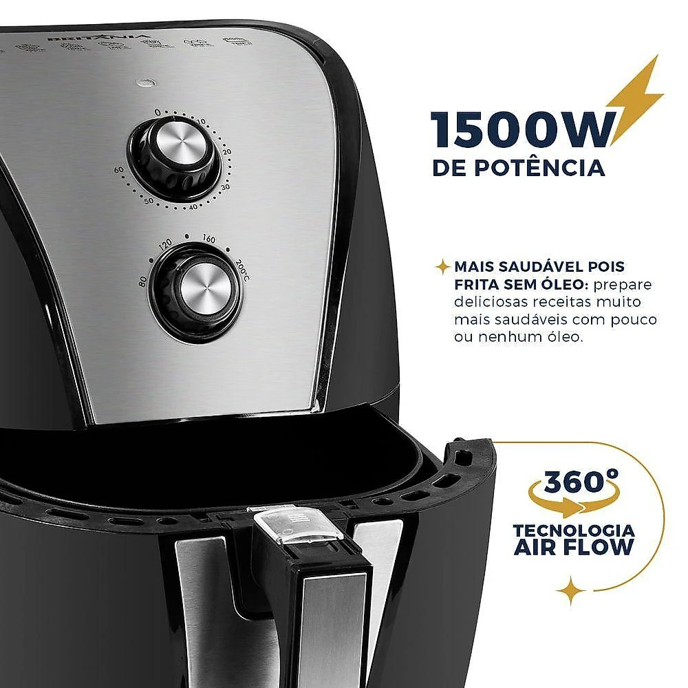 Air Fryer Britânia 5L Antiaderente 1500W BFR40PI 220V