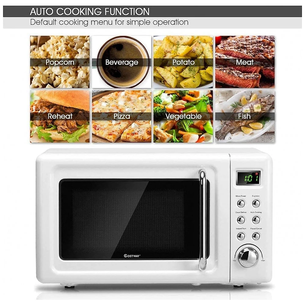 Micro ondas LDAILY Retro de Bancada 19 Litros Multifuncional, 110V 700W, Branco