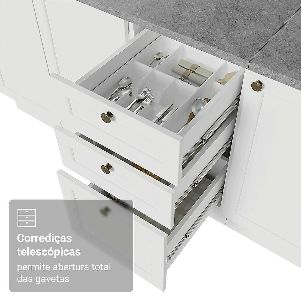 Cozinha Completa Vik 9 Portas 3 Gavetas MDP 270CM Madesa webcontinental-7891760207906