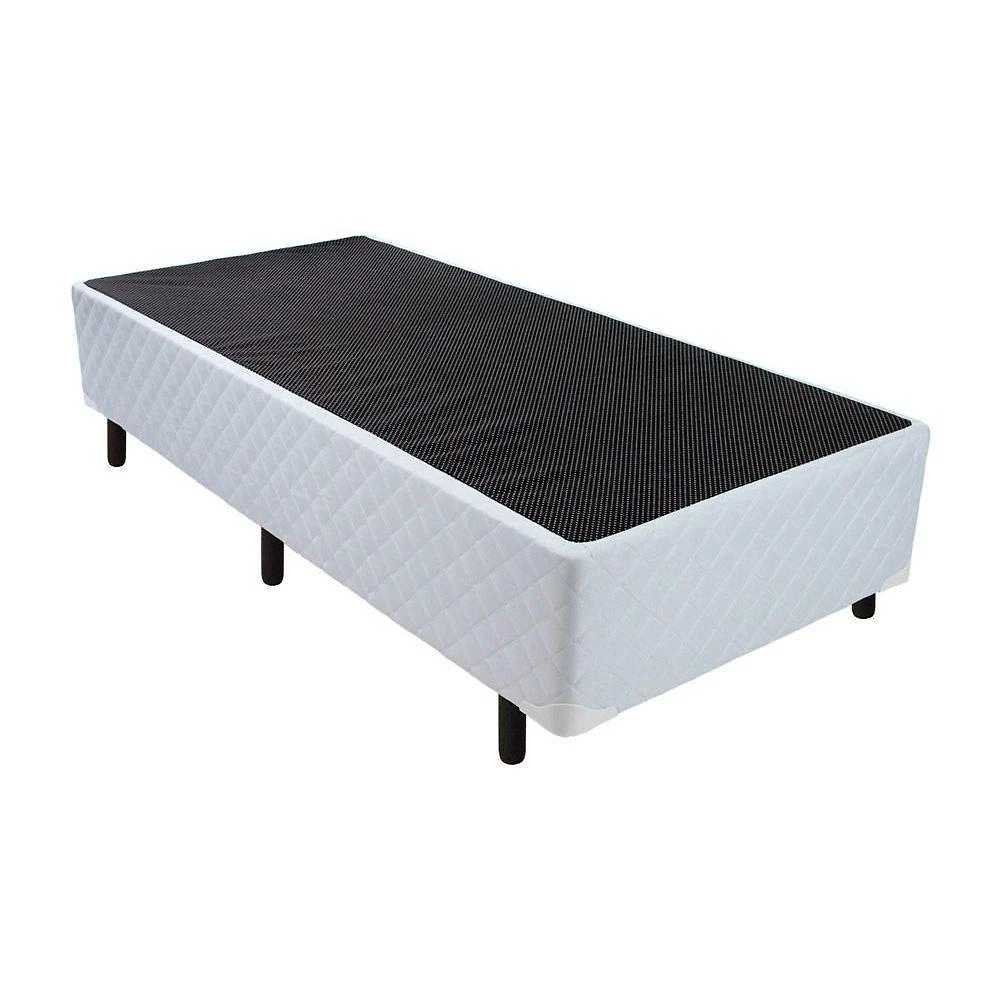Cama Box Base Universal Solteiro Tecido White (88x188x24) - Luckspuma