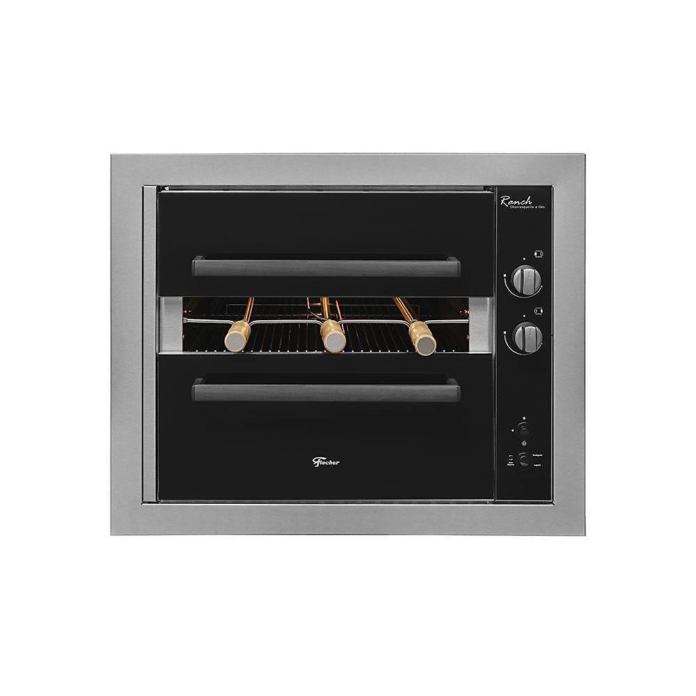 Churrasqueira a Gás Ranch Grill 3 Espetos Rotativos Inox Bivolt Fischer
