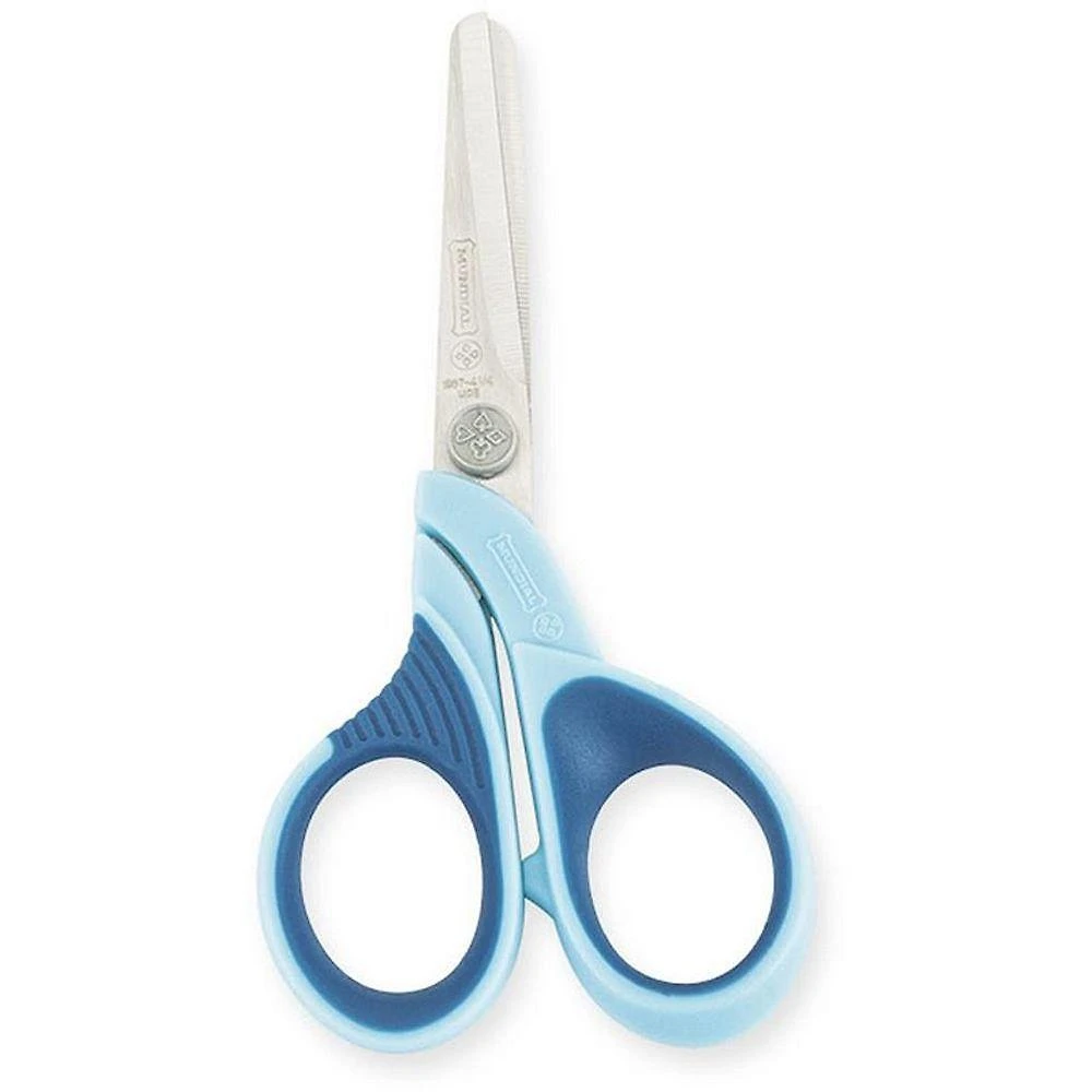 Tesoura Escolar Mundial 4'' Cabos Soft Touch Aço Inoxidável Azul