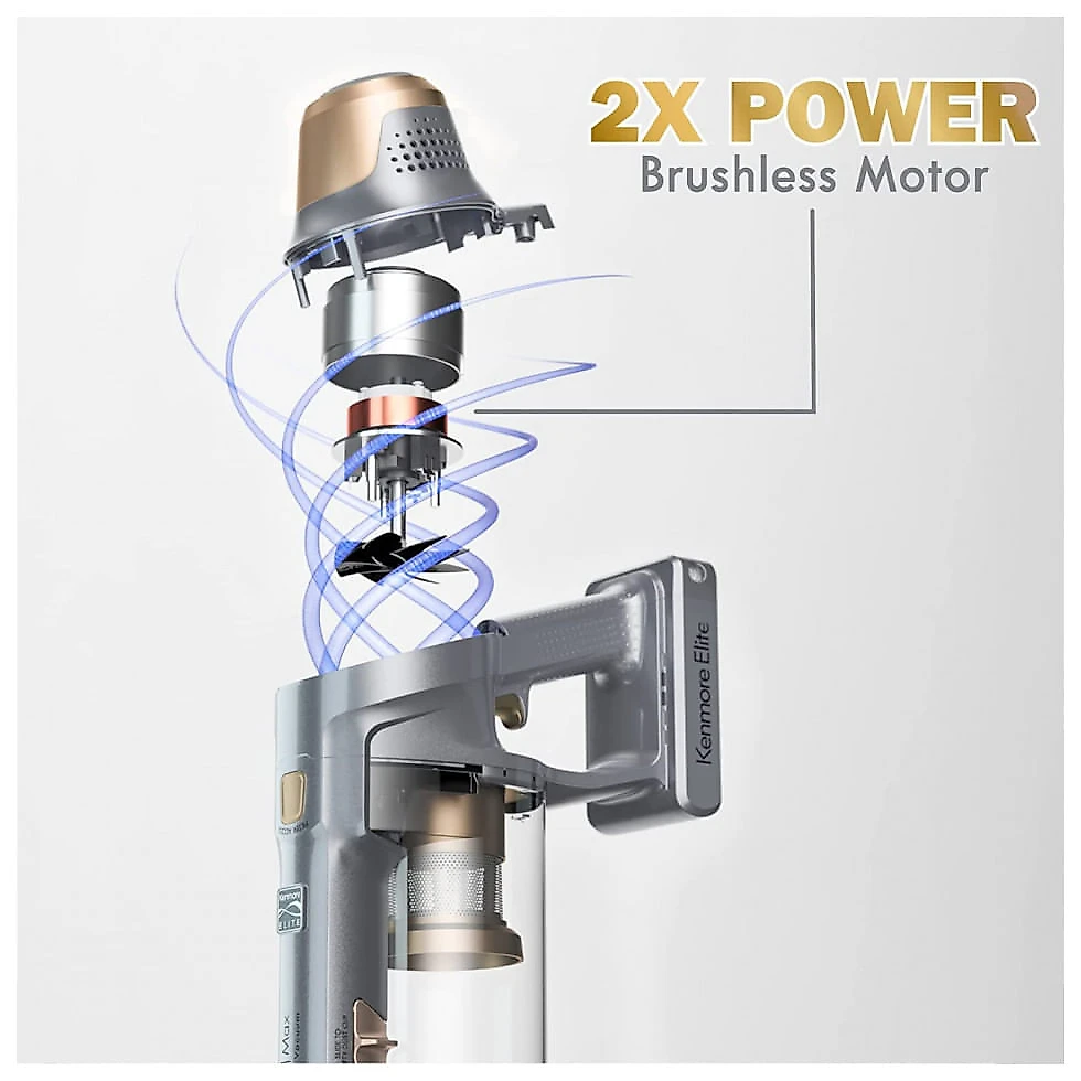 Aspirador de Pó sem Fio com Acessórios, Silencioso e Farol de LED, 110V, Kenmore DS4095, Dourado