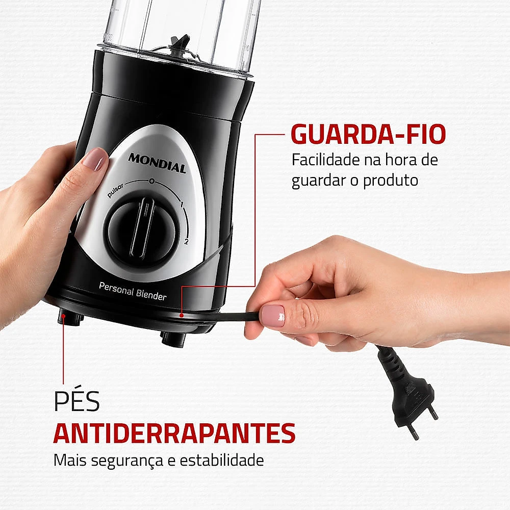 Personal Blender, Mondial, Preto/Prata, 300W, 220V - DG-01