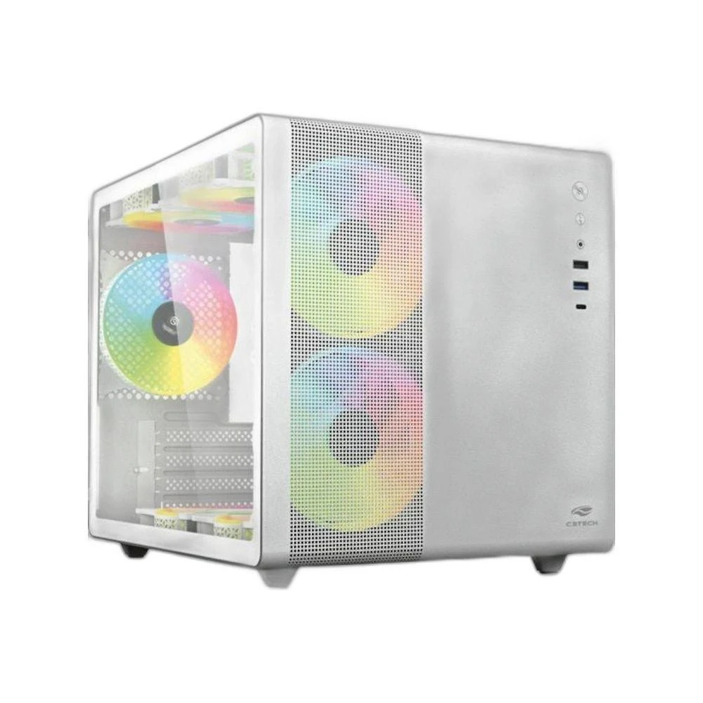 Gabinete Gamer Aquarius MT-G710 Aquário Micro ATX Mini ITX Aço sem Fans Branco C3tech