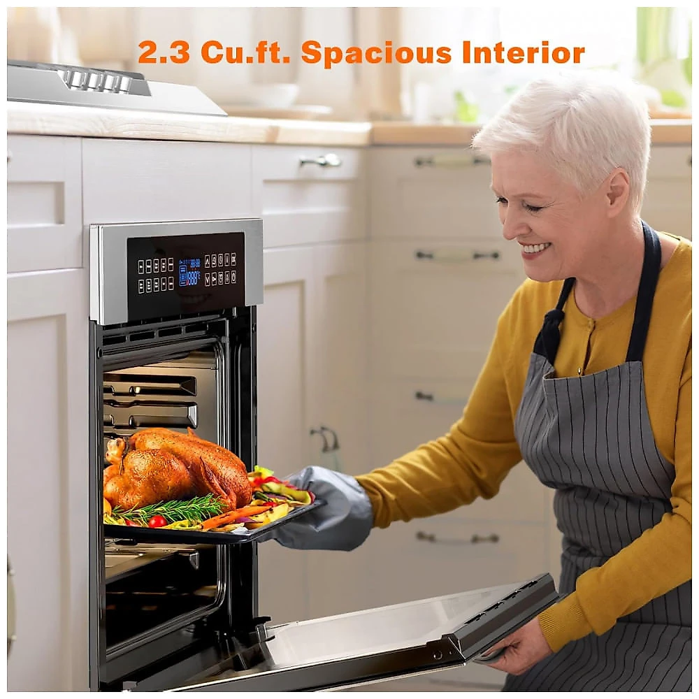 Forno elétrico de embutir 60 cm Empava inox 65L 10 modos de cozimento convecção, grill e rotisserie 3400W 220V
