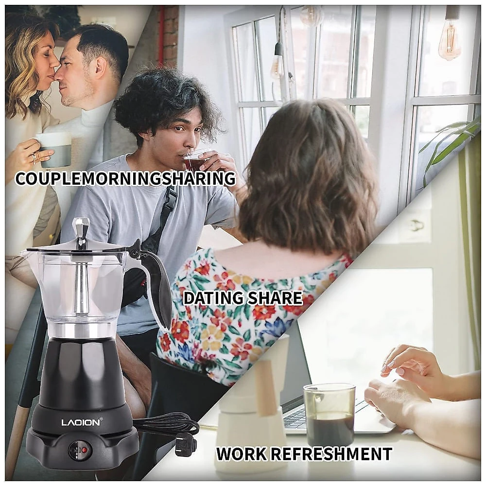 Máquina de Café Expresso 300mL para Casa, Acampamento e Viagens, 110V, LAOION, Preta
