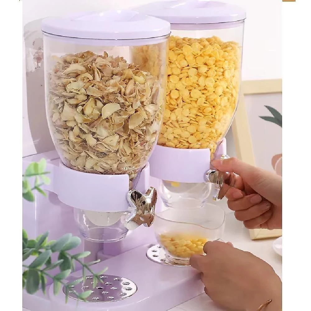 Dispenser de Cereais Duplo 2 Compartimentos Plástico para Grãos Preto Yeet
