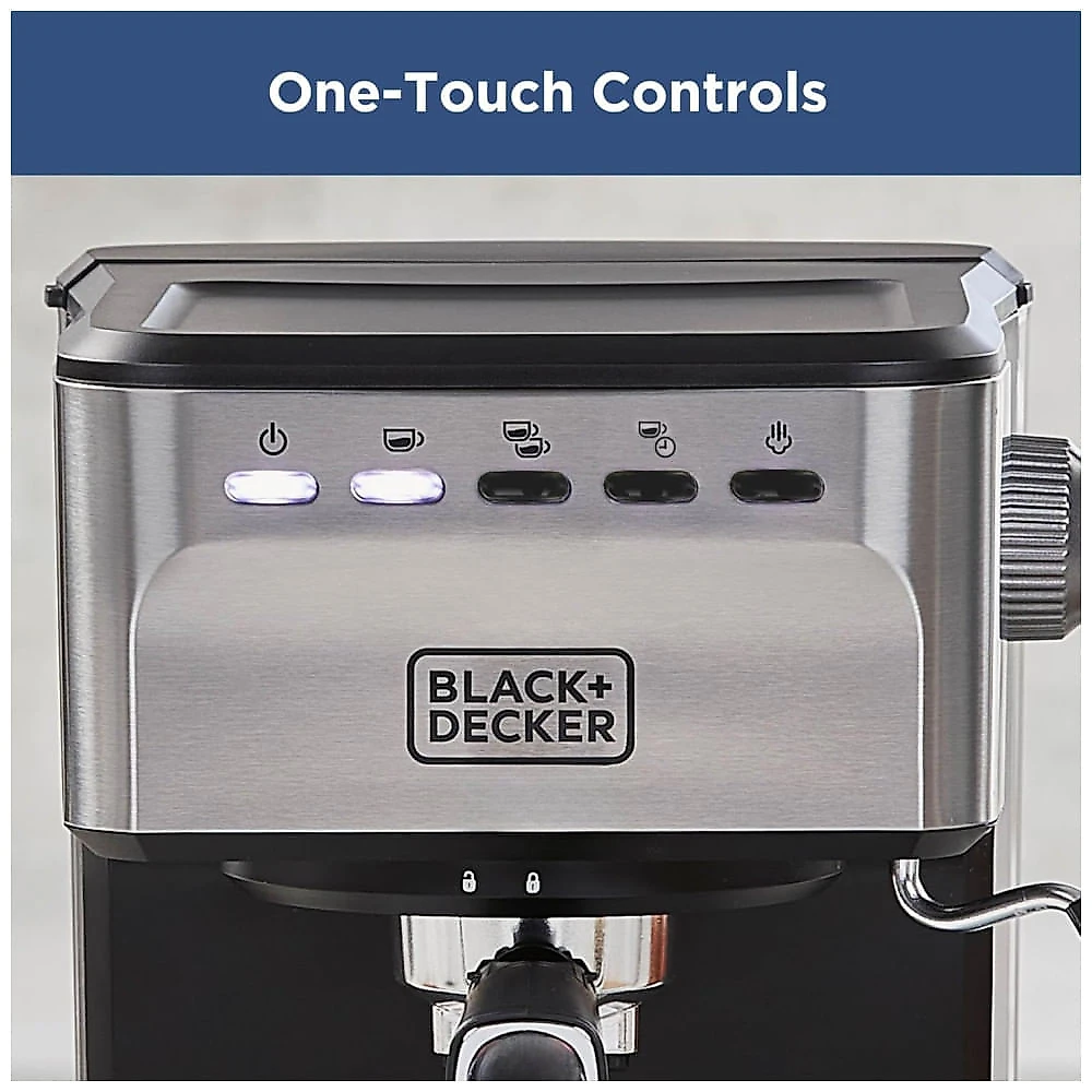 Máquina de Café Expresso e Cappuccino Semi Automática 15 Bar com Opção de Grãos ou Cápsulas ESE, 110V 1000W, BLACK+DECKER, Preta 110v