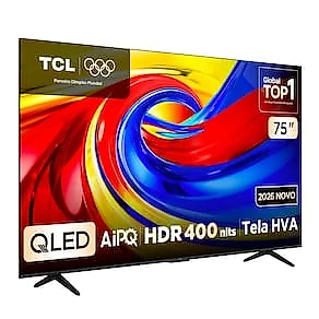 Smart TV 75” 4K QLED TCL 75P7L Google TV até 120Hz Dolby Vision Atmos