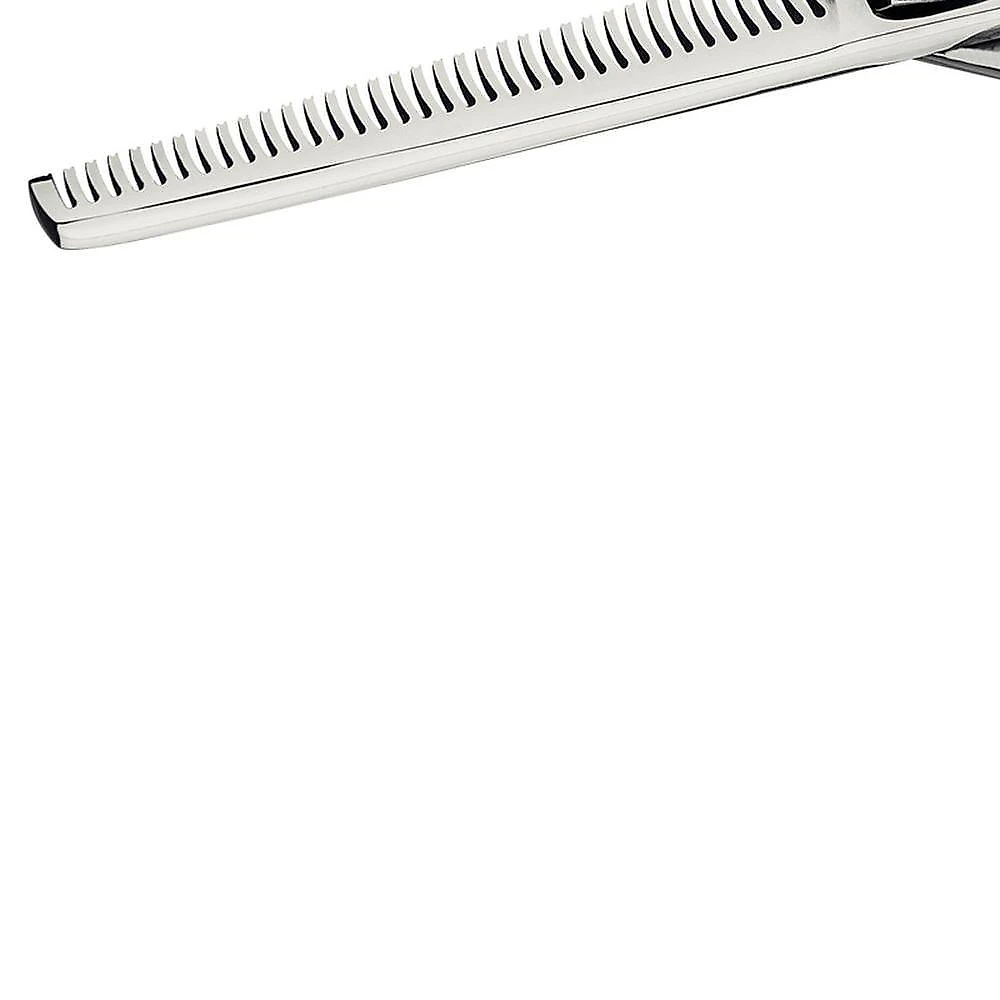 Tesoura para Cabelo 6 Polegadas Fio Desbaste Aço Inox Lâmina Dentada Anéis Silicone Amortecedor