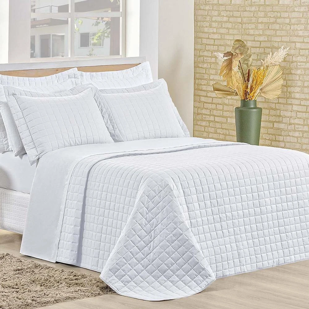 Cobre Leito King Montreal Algodão 150 Fios 3 Peças - Branco
