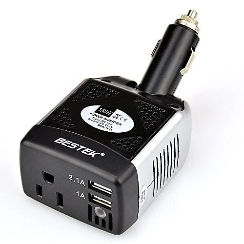 Inversor de Potência BESTEK 150W 12V para 110V 2 Portas USB 31A Alta Velocidade e AC 110V