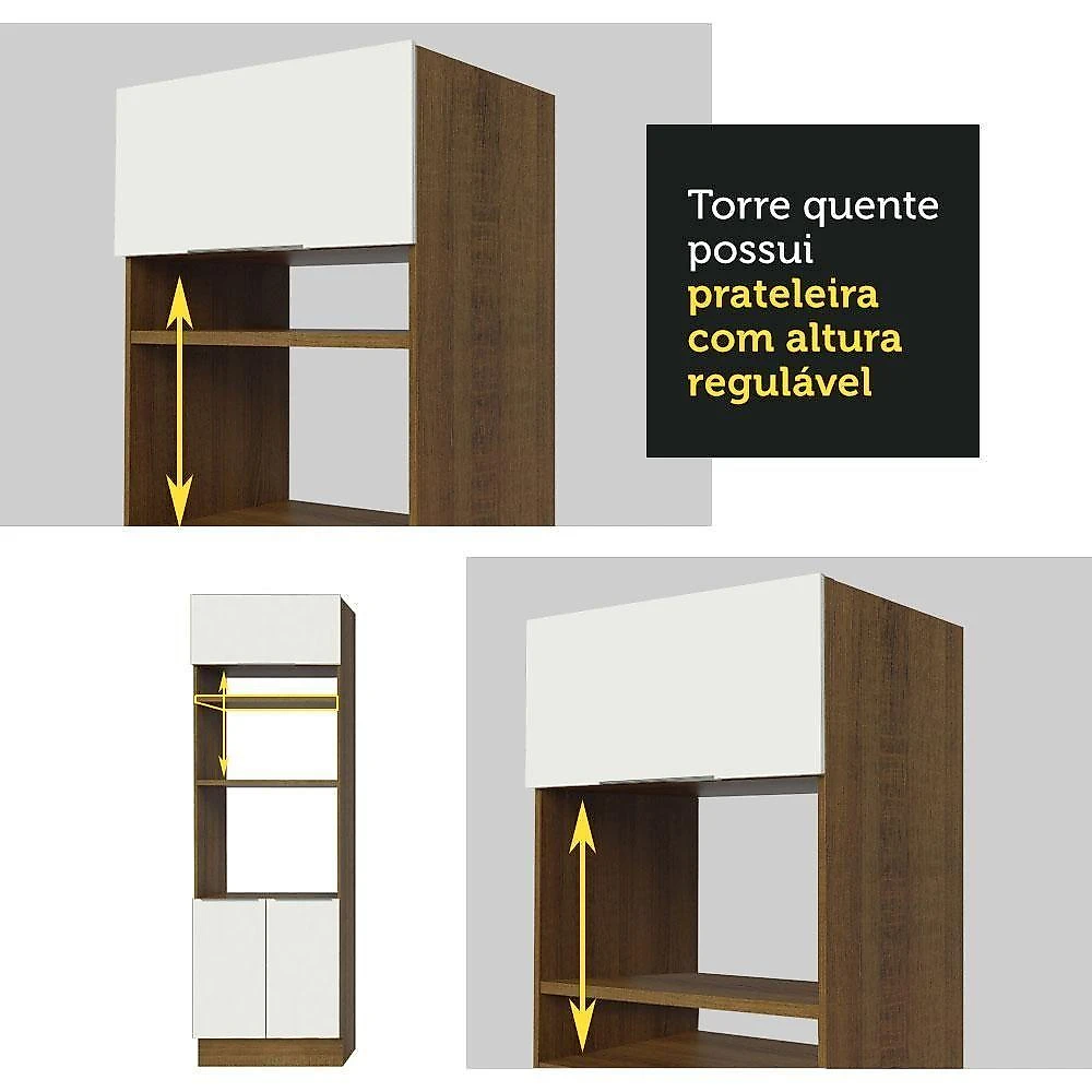 Armário De Cozinha Completa 330cm Rustic/branco Stella Madesa 03 Rustic/branco