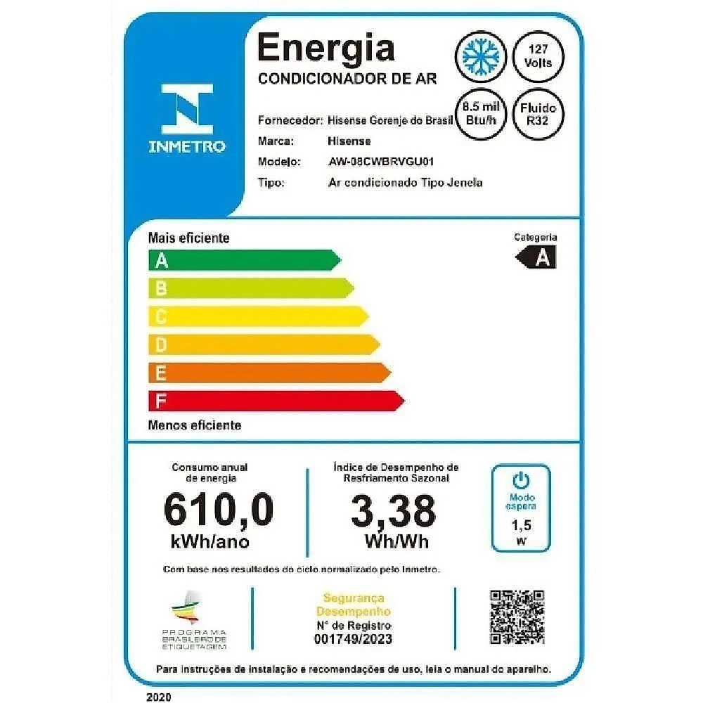 Ar Condicionado De Janela Hisense 8.500 Btus Frio AW-08CW2RVG Com Wifi 110V