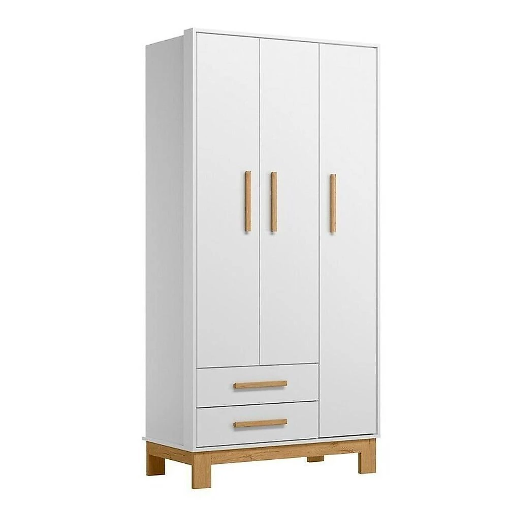 Quarto para Bebê Completo com Guarda-roupa, Berço e Cômoda Slim Branco Acetinado