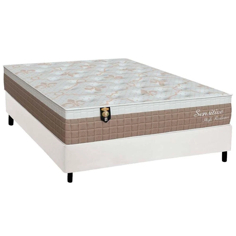 Cama Box Casal: Colchão Molas Ensacadas Orthoflex Sensitive + Base Crc Courano White (138x188)