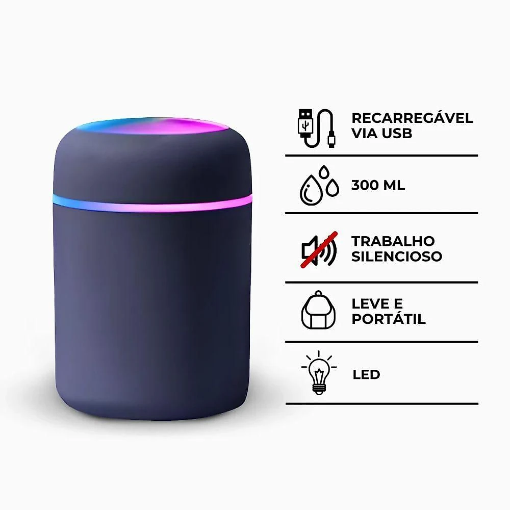 Umidificador Portátil Ultrassônico Usb Luminária Utibom 300ML com Aromaterapia para Ambientes