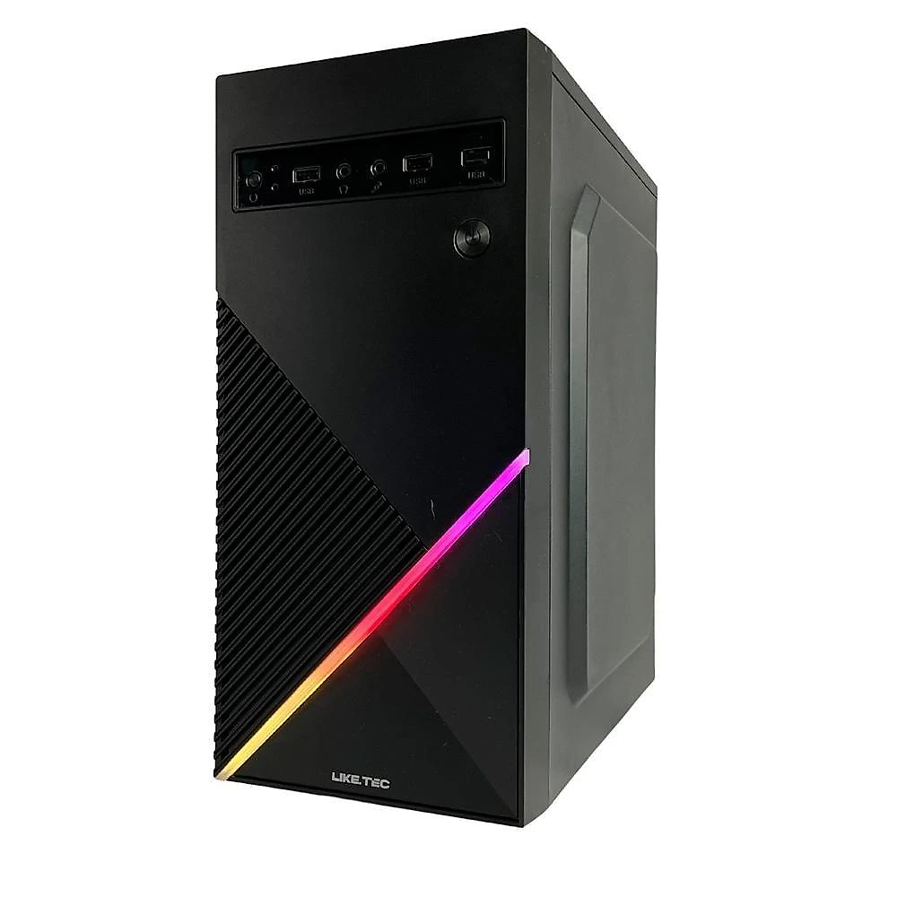 Gabinete Gamer Liketec Basic One V2, Mid Tower, RGB, LED, ATX, Lateral em Acrílico, Sem FANs, Preto  - LC-MT-ONEV2-2057