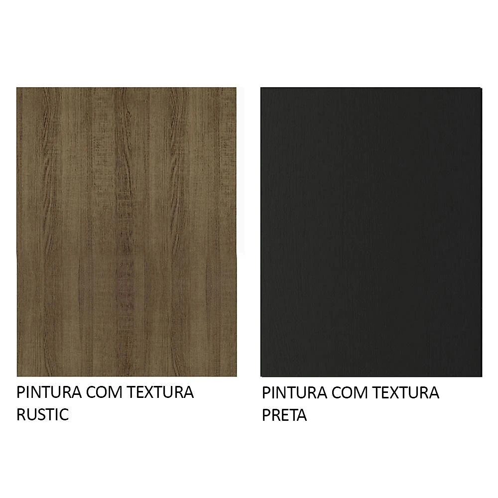 Kit com 2 Balcões Multiuso 4 Portas 3 Gavetas Rustic/Preto Agata Madesa Rustic/Preto