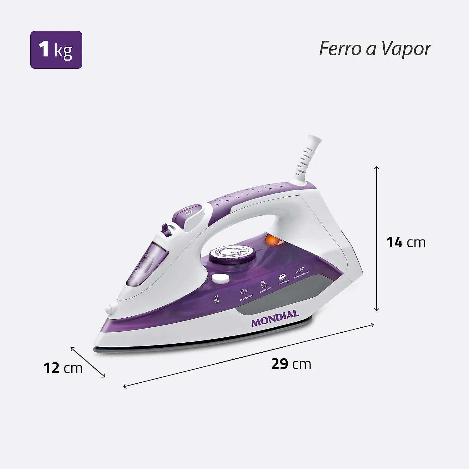 Ferro a Vapor Mondial Ceramic Express F-40 FERRO A VAPOR-127V-BRANCO/LILÁS