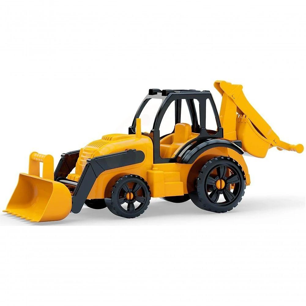Brinquedo Trator Retroescavadeira Agroworks Infantil Amarelo GGB Plast