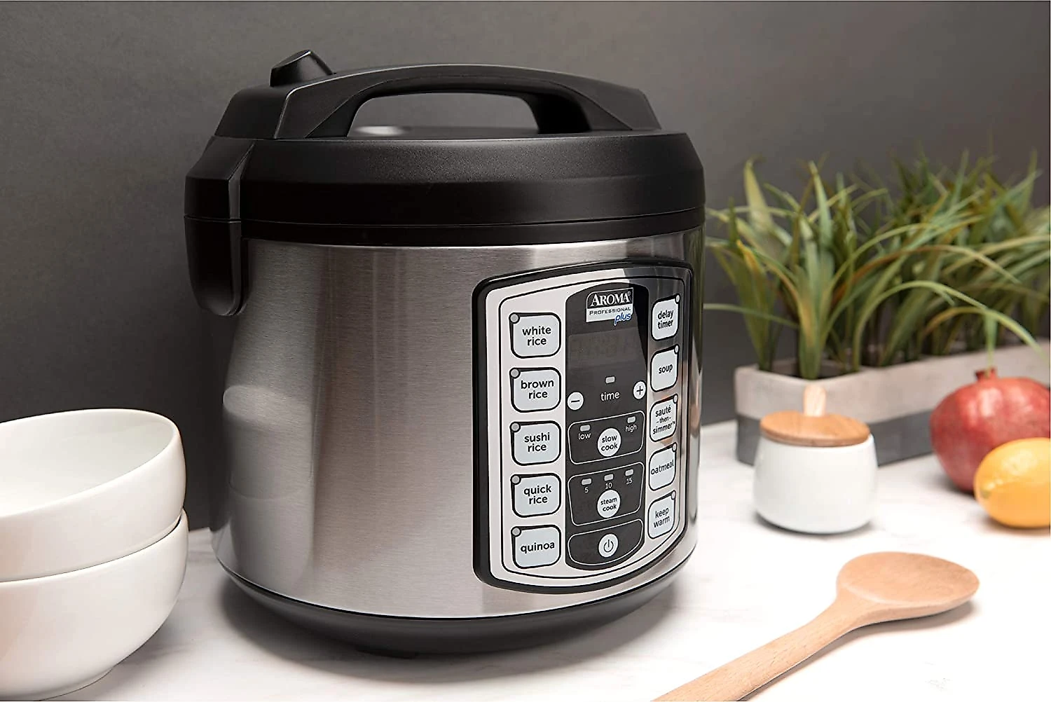 Aroma Housewares ARC5000SB Panela de Arroz Elétrica 5L Multifuncional com Desligamento Automático 110V Preta