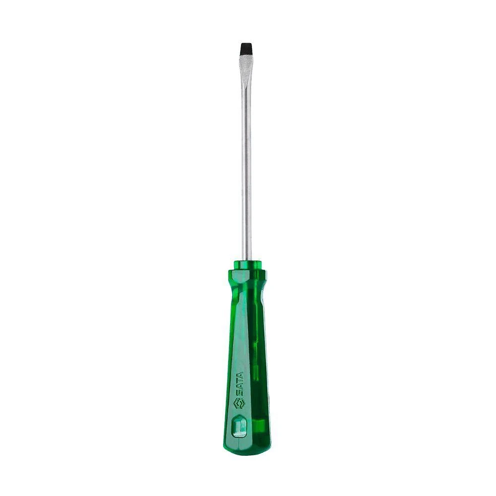 Chave de Fenda ST61339 Simples com Cabo Ergonômico Verde Translúcido e Haste Temperada Sata