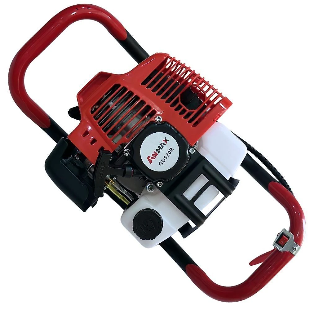 Perfurador de Solo GD520B à Gasolina 52CC 2,2HP com Brocas 80x10CM 80x15CM Vermelho Anmax