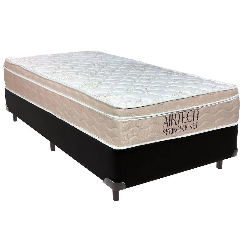 Cama Box Solteiro Preto+colchão Airtech Molas Ortobom