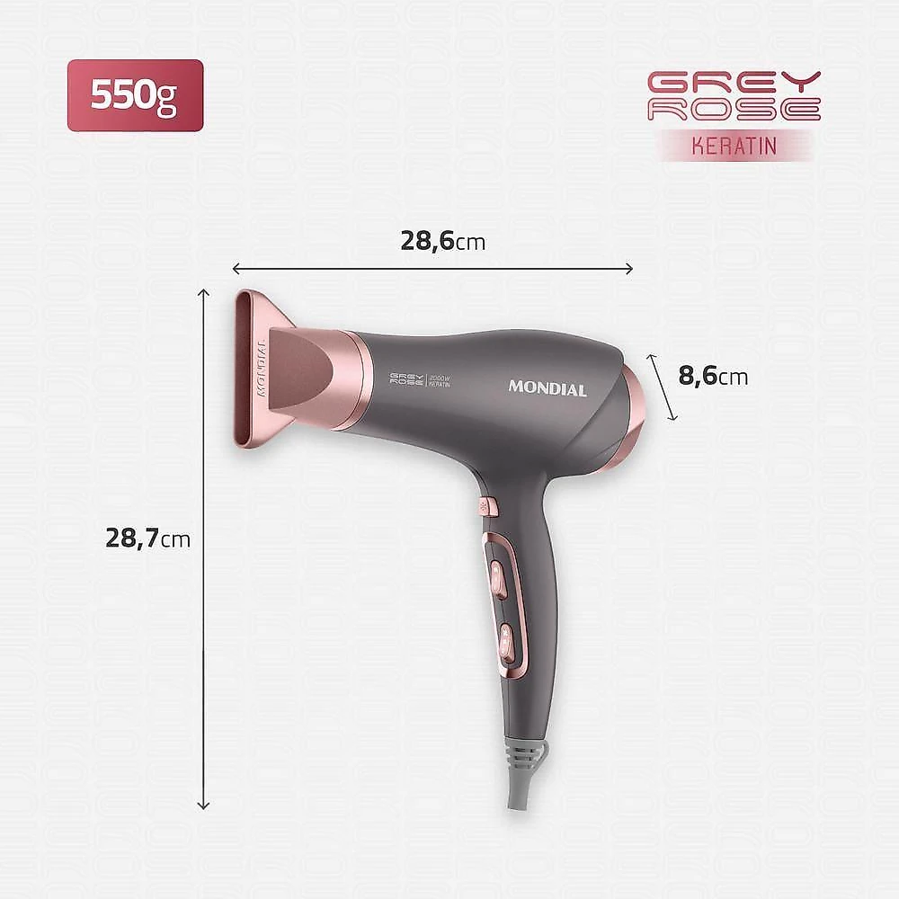 Secador De Cabelos Mondial Grafine/rose - Scn-11 Secador De Cabelos Scn-11 220v/60hz