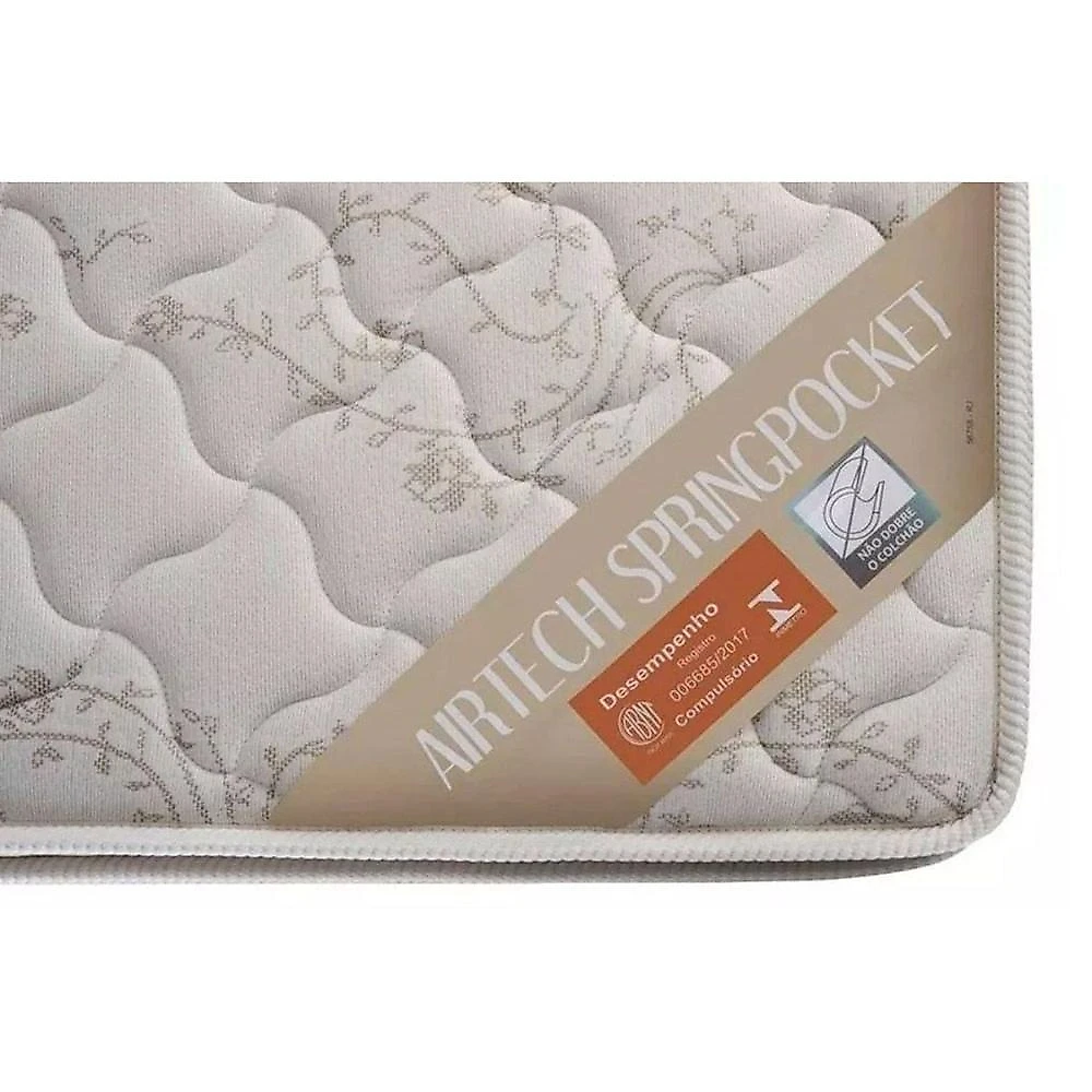 Cama Box Baú Solteiro: Colchão Molas Masterpocket Ensacadas Ortobom Ortobom Fort Airtech + Base Crc Suede Clean (88x188)