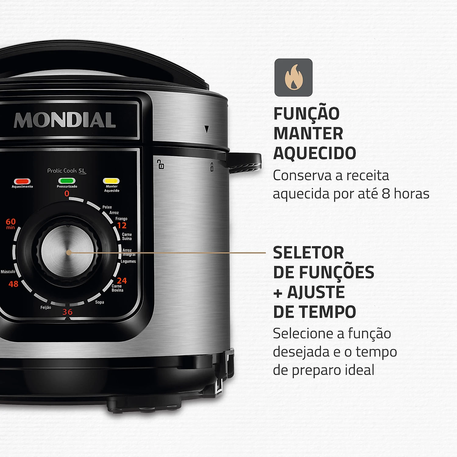 Panela de Pressão Elétrica Pratic Cook 5 L Premium I PE-48-5L-I 127V