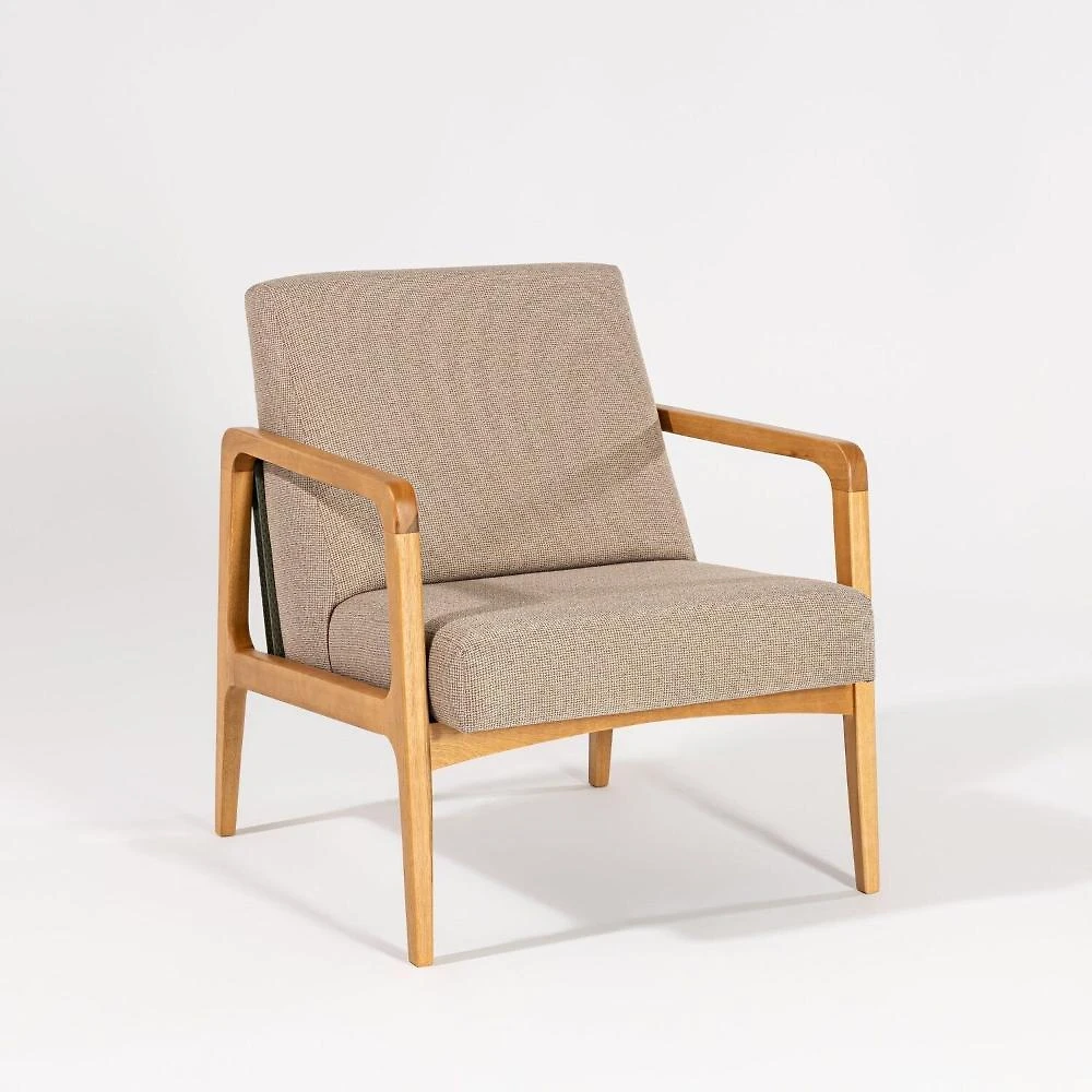 Miniatura Poltrona para Sala 80cm X 78cm X 69cm Verniz Mel/Fita Verde Oliva/Marrom