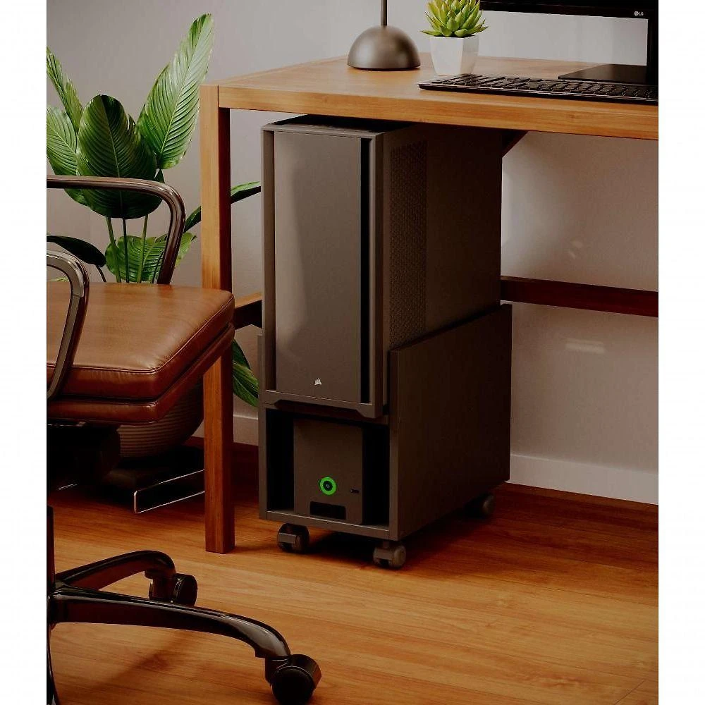 Suporte para CPU Capri com Rodízios Organizador Preto Mercado das Prateleiras