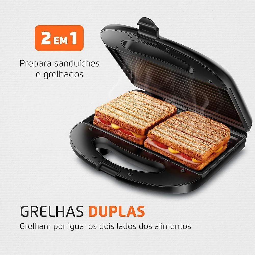 Sanduicheira Mondial S-20 2 em 1 Grill 750W Preto e Inox 110V