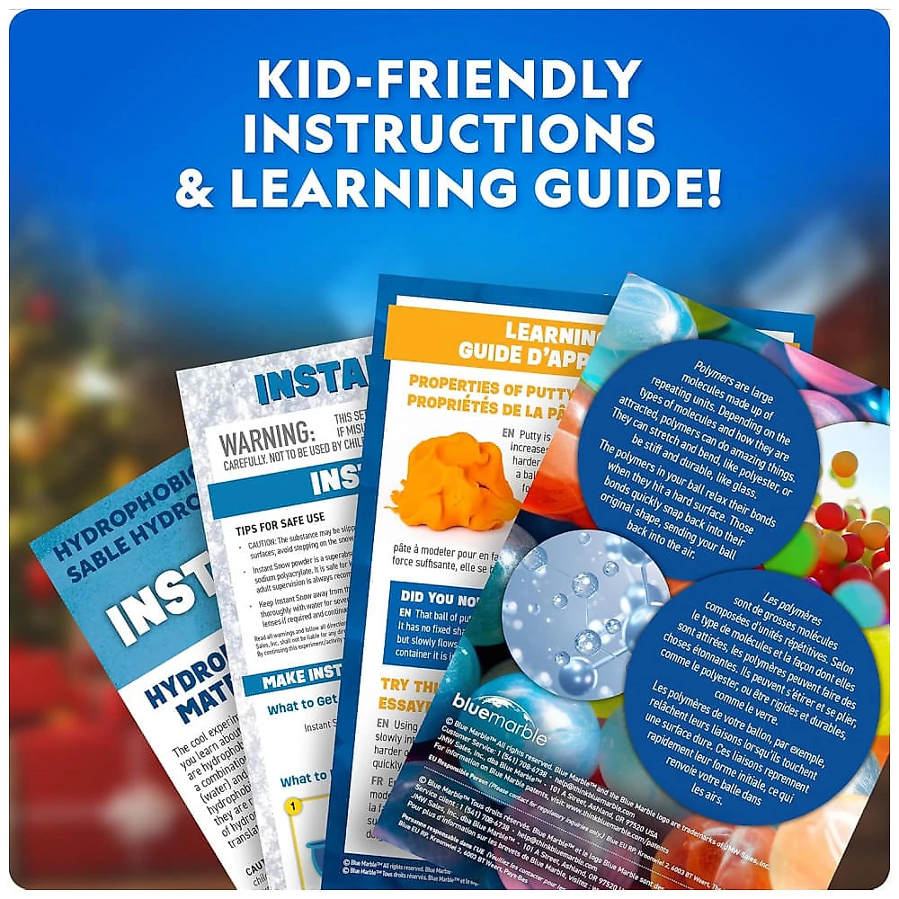 Kit de Enfeites de Natal Blue Marble Science Surpresa para Crianças - 4 Ornamentos com Experimentos Científicos e Atividades Divertidas
