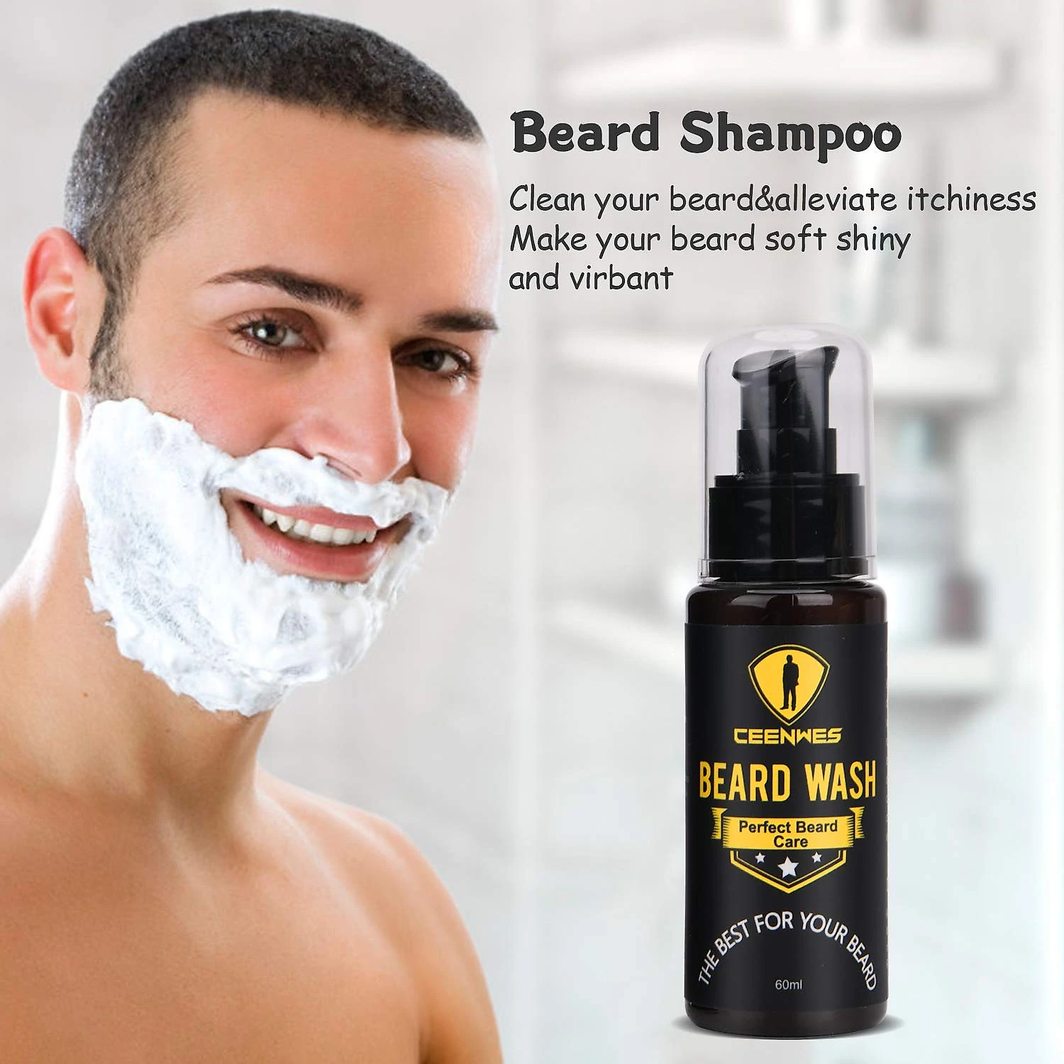 Ceenwes Kit para Barba Profissional Portátil com Cera e Pente 7 Itens
